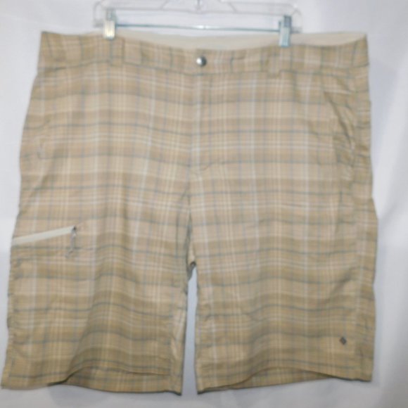 Columbia Omni-Wick Advanced Evaporation Mens 42W Plaid Shorts Tan Gray - Picture 6 of 11
